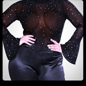 Rhinestone black bodysuit